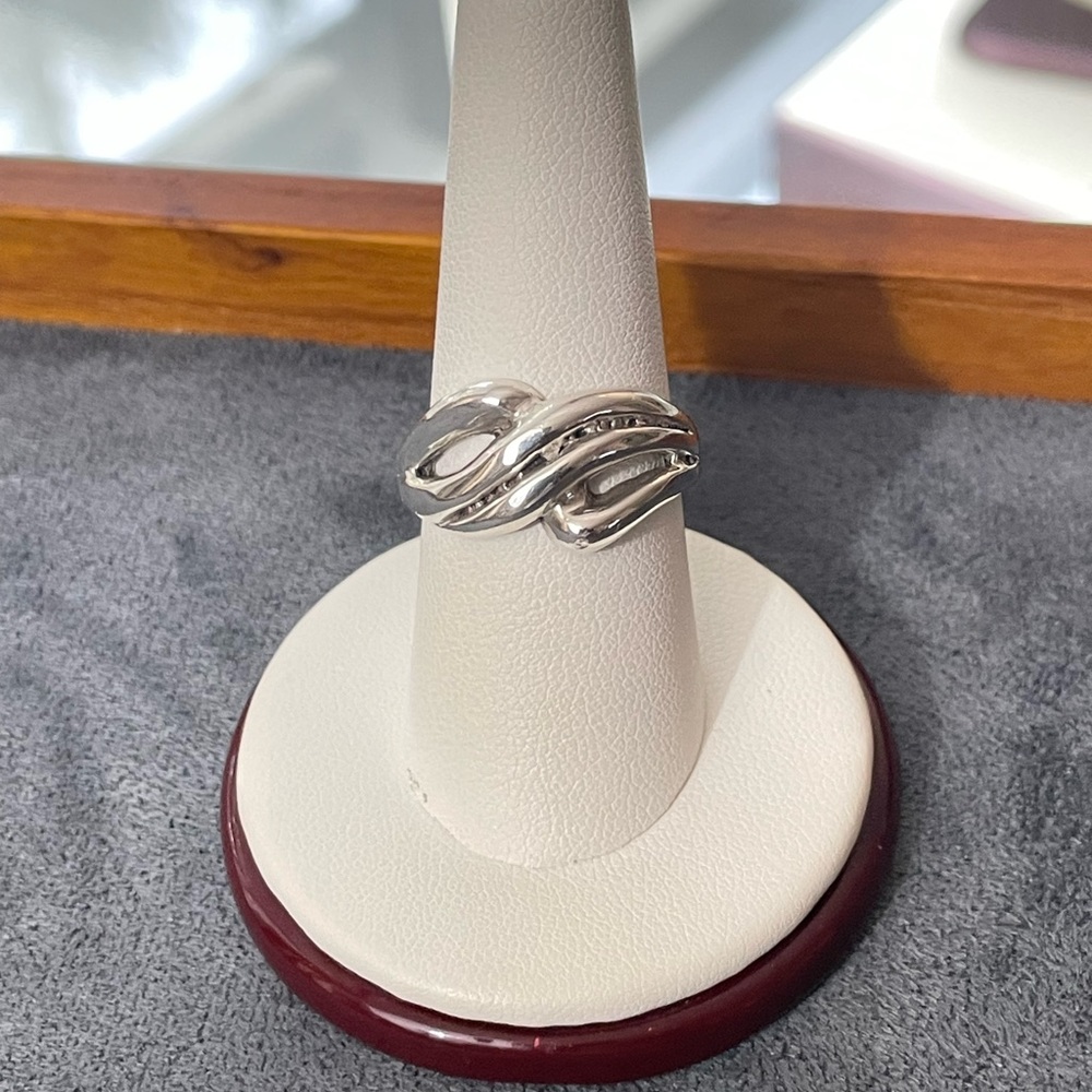 Vintage Sterling silver Modernist Crossover Ring 8.5